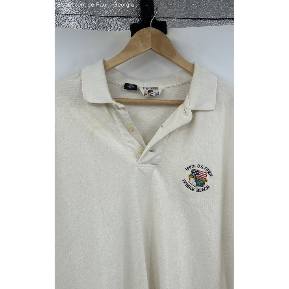 Cutter Buck 100th U.S. Open Polo Shirt Men's XL Golf White‎ FLAWS